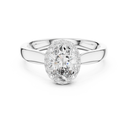 Halo Whisper Oval-Cut Side Stone Diamond Ring - Seraphine Jewels