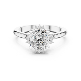 Luxury Cut Diamond Ring with Diamond Halo Accents
