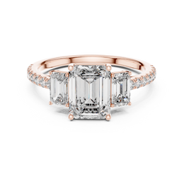 Luxury Emerald-Cut Three-Stone Engagement Ring with Side Stone - Seraphine Jewels