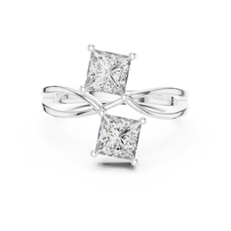 Twin Princess-Cut Diamond Bypass Ring - Seraphine Jewels
