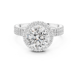 Crown Halo Round-Cut Diamond Ring with Extra Band - Seraphine Jewels