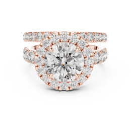 Infinite Bloom Round Halo Diamond Engagement Ring Set - Seraphine Jewels