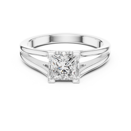Crown Princess-Cut Four Prong Diamond Ring - Seraphine Jewels