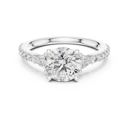 Seraphine Elegance Round-Cut Three Stone Diamond Ring with Side Stone - Seraphine Jewels