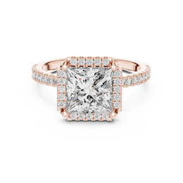 Princess Solitaire Four Prong Diamond Setting Ring with Side Stone - Seraphine Jewels
