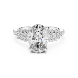 Oval Solitaire Four Prong Diamond Setting Ring with Side Stone - Seraphine Jewels