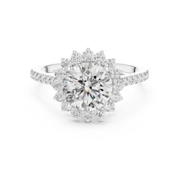 Round Solitaire Four Prong Diamond Setting Ring with Side Stone - Seraphine Jewels