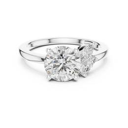 Aurora Petal Ring with Round Diamond - Seraphine Jewels