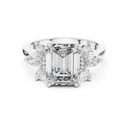 The Enchanté Emerald Ring with Side Stone - Seraphine Jewels