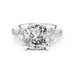 The Celeste Cushion Cut Trio Ring with Half Moon Diamond - Seraphine Jewels