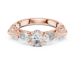Classic Oval Embrace Ring With Side Pear Diamond - Seraphine Jewels