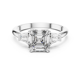 Cushion-Cut Diamond Engagement Ring with Tapered Baguette Side Stone - Seraphine Jewels