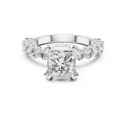 Princess-Cut Diamond Engagement Ring with Round Side Stone - Seraphine Jewels