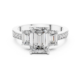 Emerald Cut with Three Stone Diamond Ring - Seraphine Jewels