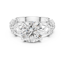 Round Solitaire Diamond Ring with Artistic Filigree Band - Seraphine Jewels