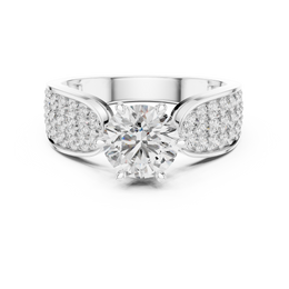 Majestic Round Solitaire Diamond Ring with Side Stone - Seraphine Jewels