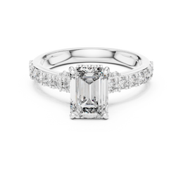 Luxe Emerald Four Prong Diamond Setting Engagement Ring - Seraphine Jewels