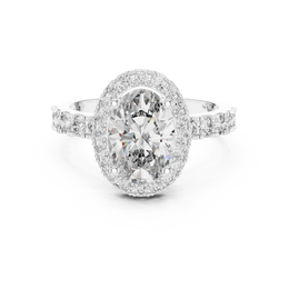 Oval Radiance Halo Four Prong Setting Diamond Ring - Seraphine Jewels