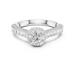 Elegance Round Solitaire Four Prong Setting Diamond Ring - Seraphine Jewels