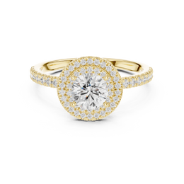 Halo Whisper Round Diamond Ring With Pave Setting - Seraphine Jewels