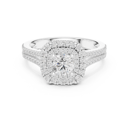 Celestial Charm Double Halo Ring With Round Diamond - Seraphine Jewels