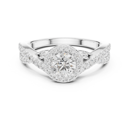 Celestial Bloom Round Diamond Halo Setting Ring - Seraphine Jewels