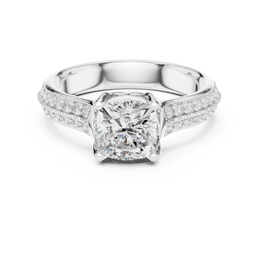 Crown of Light Cushion Diamond Ring With Pave Setting - Seraphine Jewels