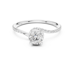 Enchanted Halo Twist Ring With Pave Setting Round Diamond - Seraphine Jewels