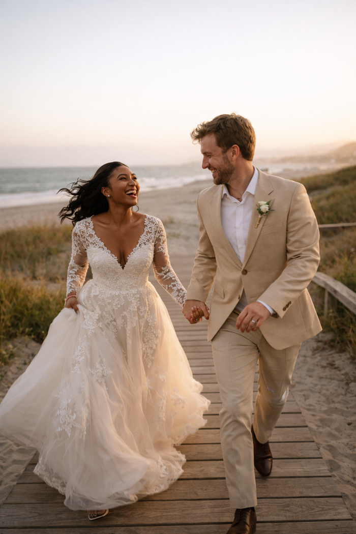 Couple in wedding attire